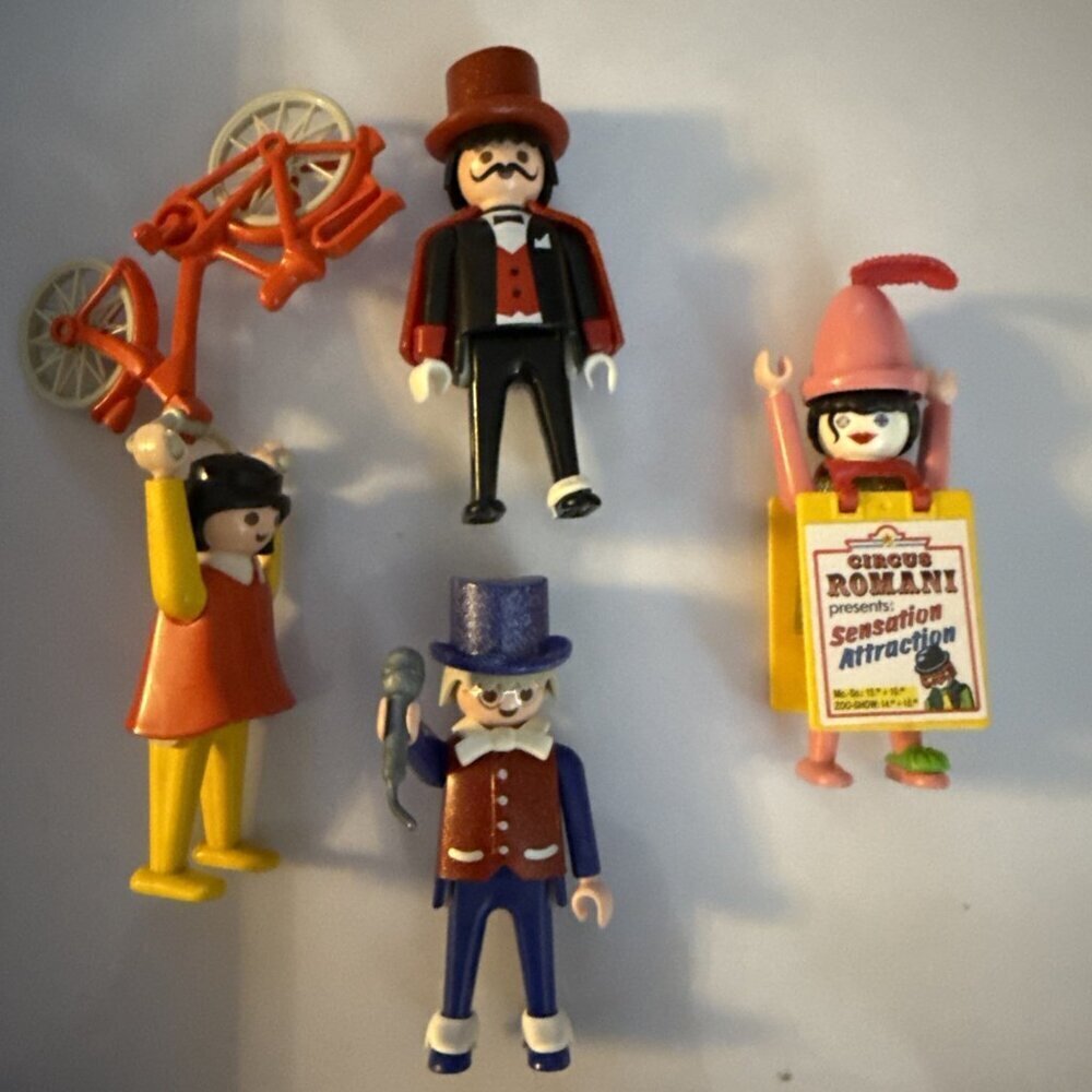 1974 Geobra Playmobile Lot of four circus figurines. Pre-owned.